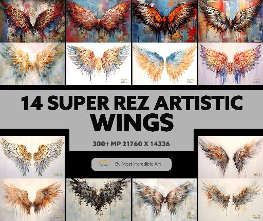 14 Super High Rez Enchanted Artistic Seraph Wings - Digital Studio Backdrops