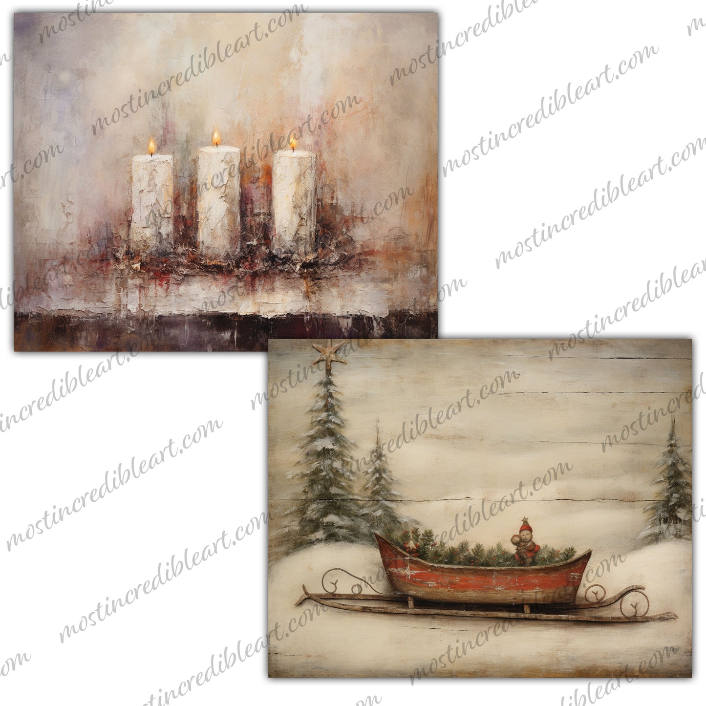 Printable Art Set for Christmas | Rustic Winter Snowy Gallery Wall Decor