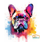 Cheerful digital download of a watercolor French Bulldog