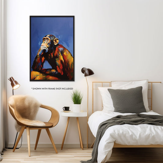 Abstract Thinker Monkey Poster