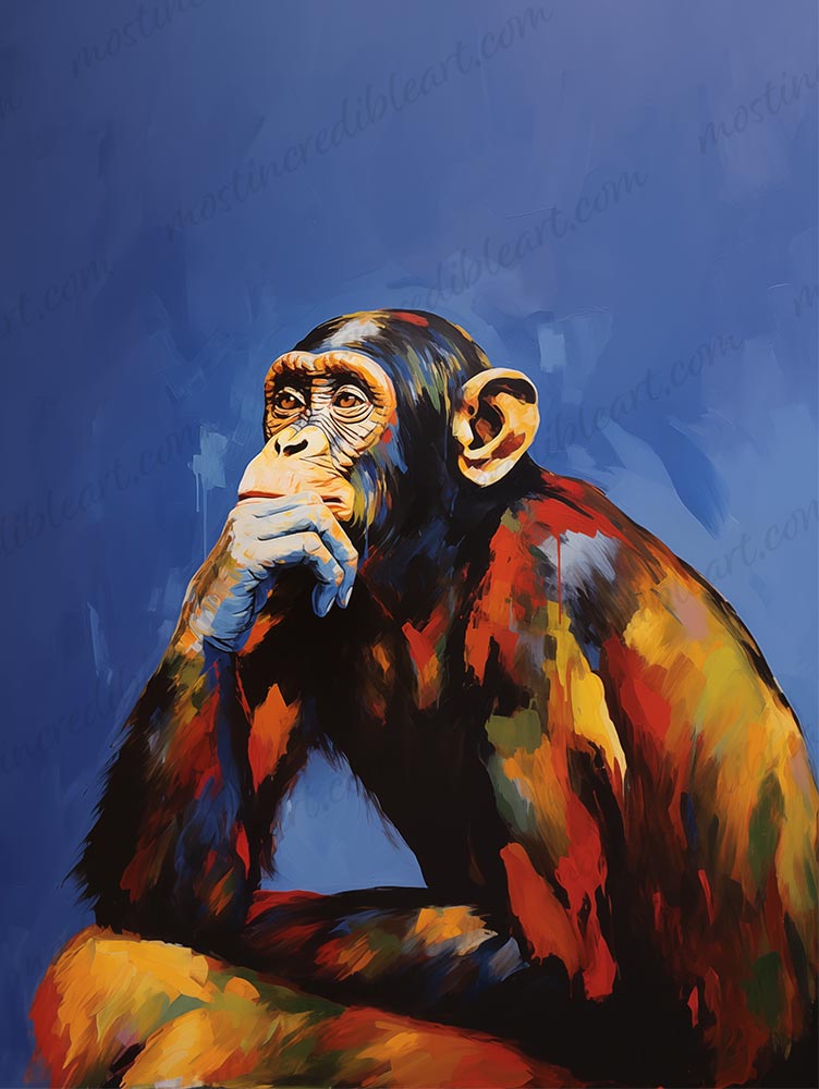 Abstract Thinker Monkey Poster