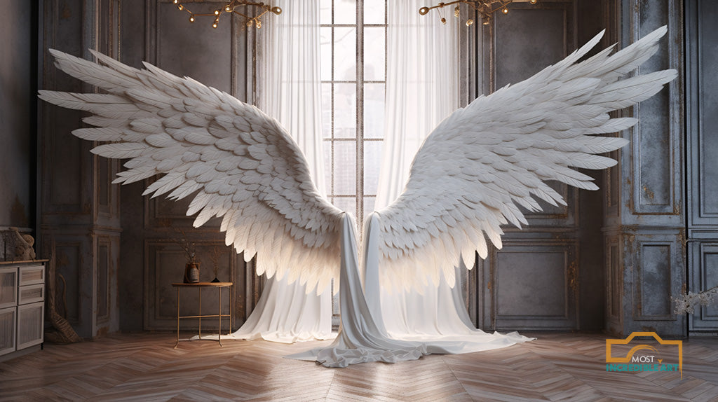 24 Enchanted Celestial Wings - Ethereal Angelic Backgrounds, Digital Studio Backdrops