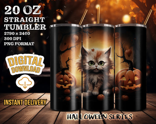 Cute Halloween Kitten Tumbler Insert - Instant Download for 20oz Tumblers - Digital Design - Digital Download Insert