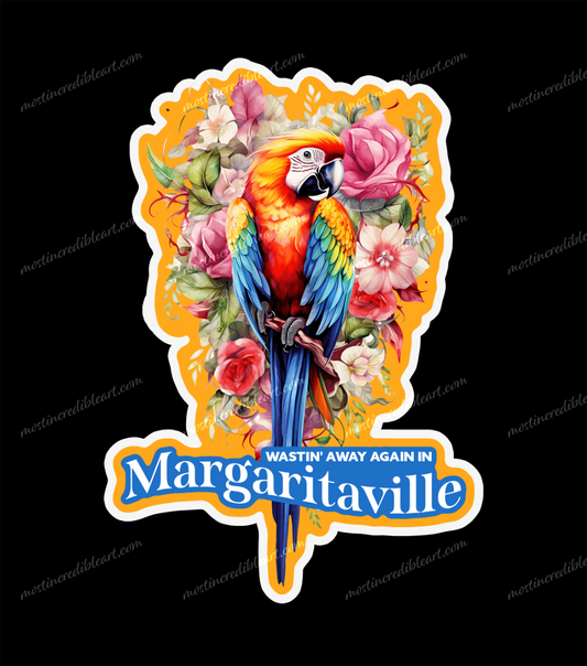 Jimmy Buffett Sticker Decal | Wastin' Away in Margaritaville -Mango
