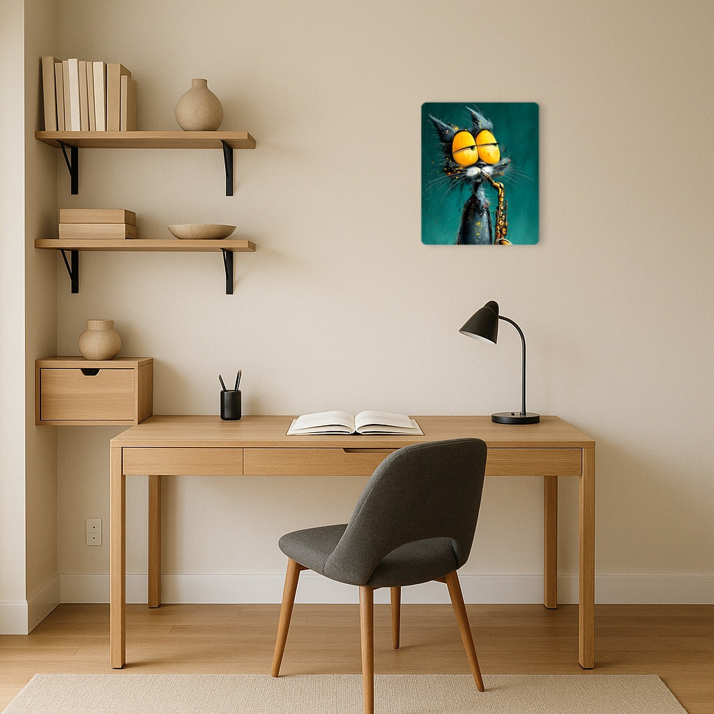 Angry Cat Saxophone Metal Wall Art - Inspired by Joey Moya Artistry