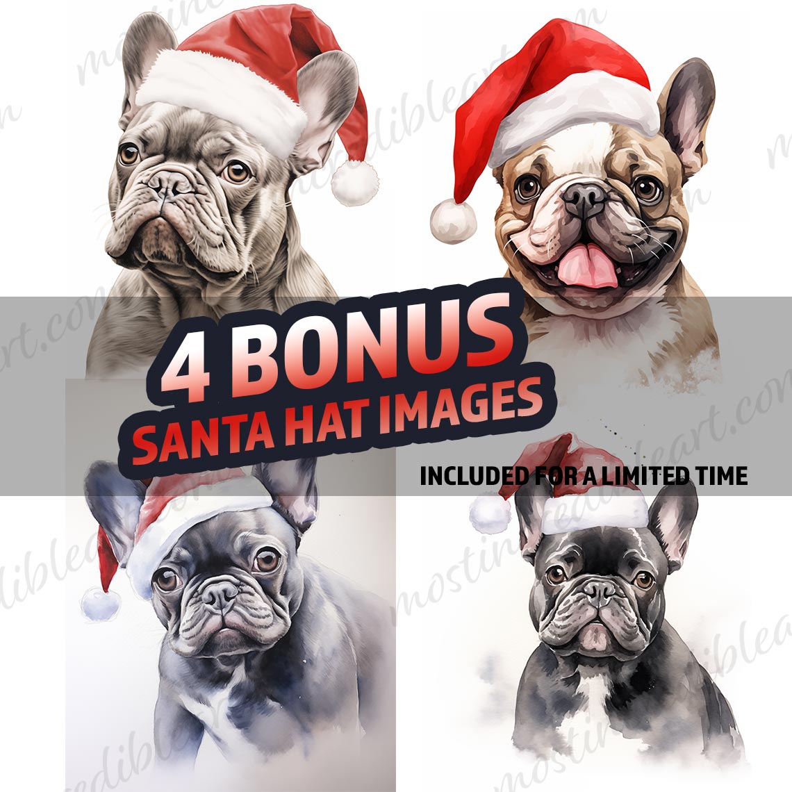 Watercolor French Bulldogs Pawsitively Adorable - 6 Printable Downloads