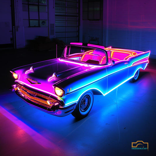 Chevy 1957 Bel Air Neon Wall Art | Digital Download and Print