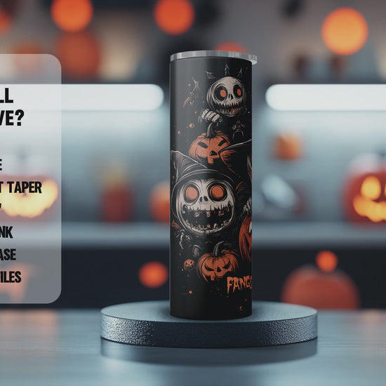 Halloween PNG Pumpkin Faces Tumbler Wrap png, 20 oz Skinny Sublimation