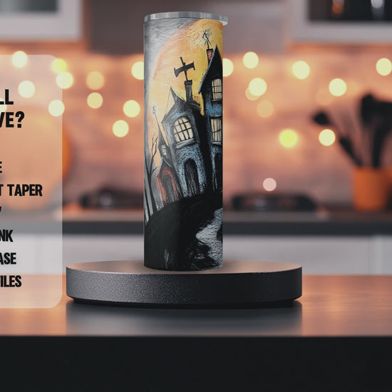 Halloween Haunted House Tumbler Wrap, 20 oz Skinny Tumbler