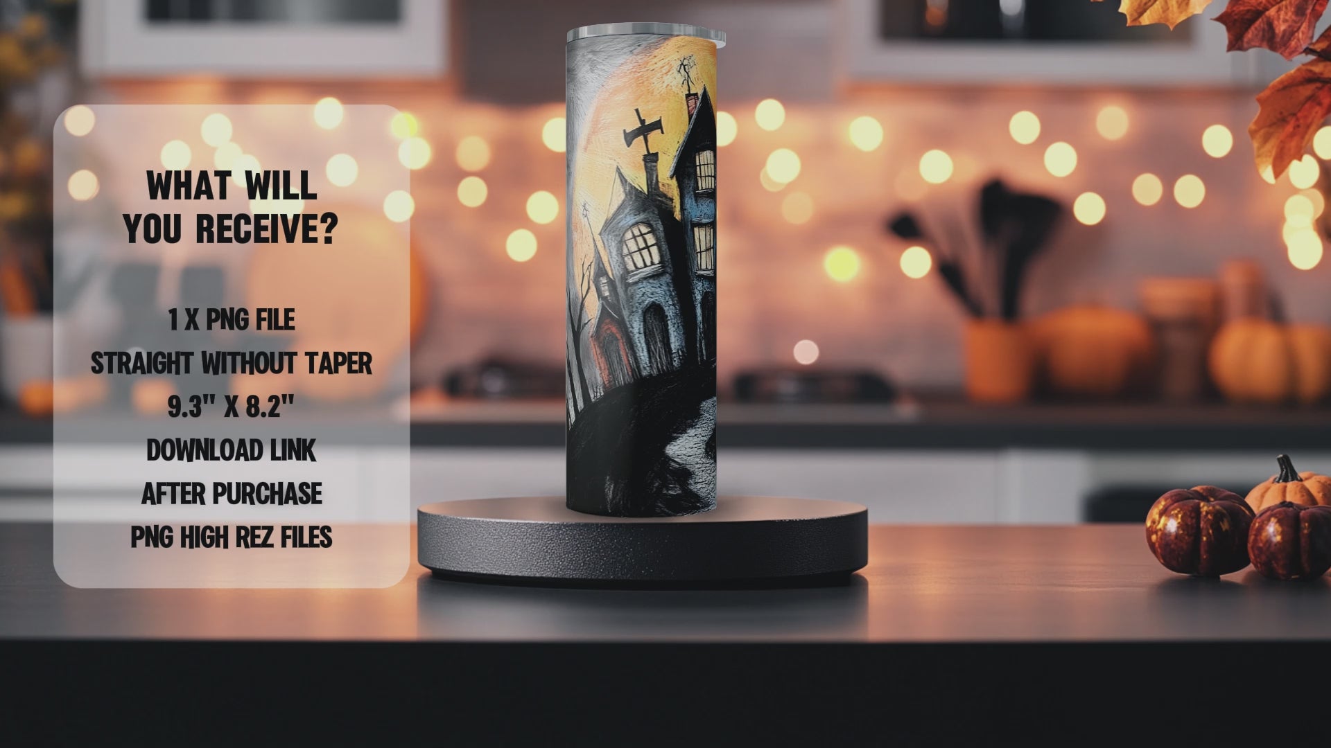 Halloween Haunted House Tumbler Wrap, 20 oz Skinny Tumbler