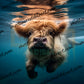 Highland Cows Under Water Action Shots PNGs - 8-20 oz Tumbler Digital Downloads