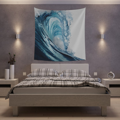 Azure Horizon: High-Detail Ocean Wave Wall Tapestry