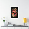 A graceful flamingo, depicted in intricate detail - Vintage Botanical Flamingo Poster