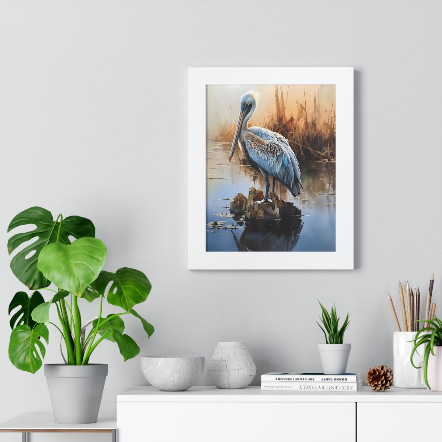 Watercolor Pelican Poster = Capture the Vibrant Spirit of Key West