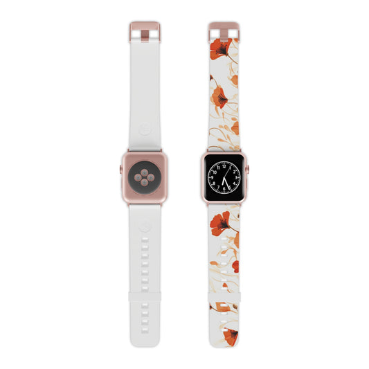 Poppy Flower Print Watch Band for Apple Watch