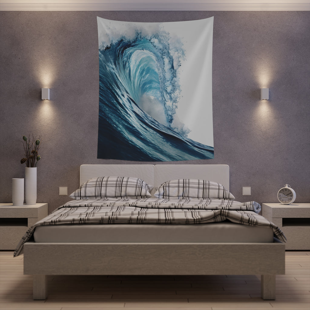 Azure Horizon: High-Detail Ocean Wave Wall Tapestry