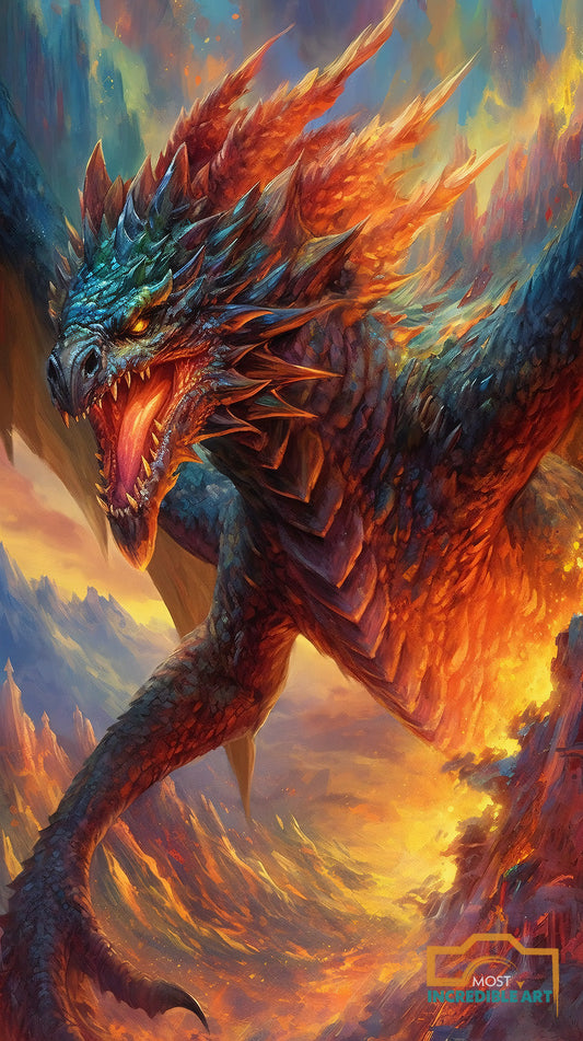 A Captivating Oil Painting Depicting A Majestic Dragon Da9