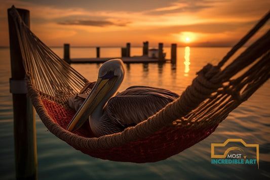 A Mesmerizing Photograph of a Pelican In A Hammock