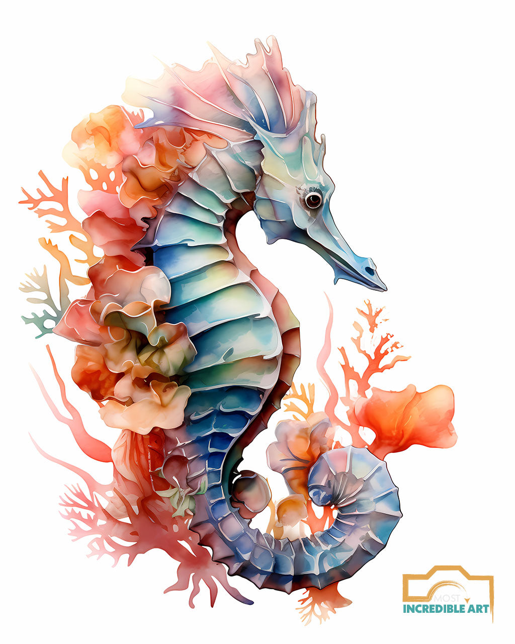 A Stunning Seahorse Digital Rendition - Wall Art