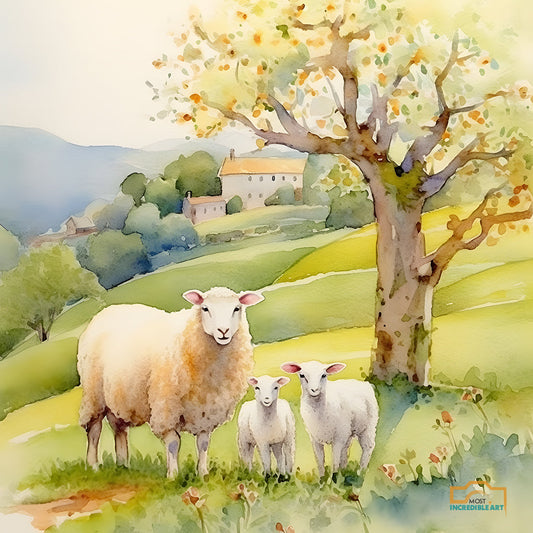 A Watercolor Painting Capturing A Delightful Scene Of  10