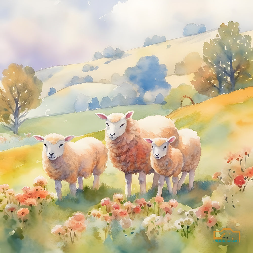 A Watercolor Painting Capturing A Delightful Scene Of  11
