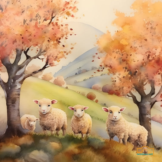 A Watercolor Painting Capturing A Delightful Scene Of  12
