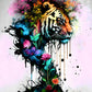 Abstract Tiger Art Watercolor into Beautiful Flowers