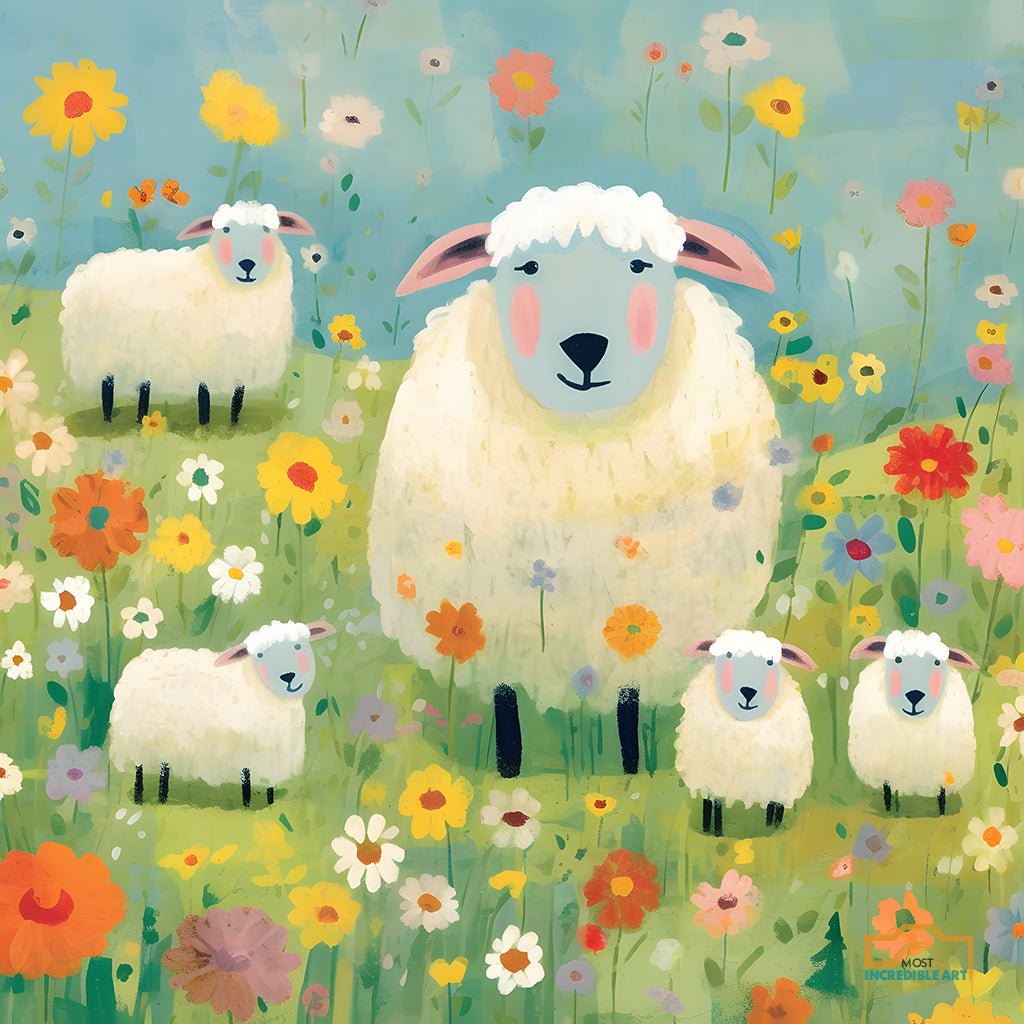 An Illustration Of Adorable Sheep Art Reminiscent Of B 2