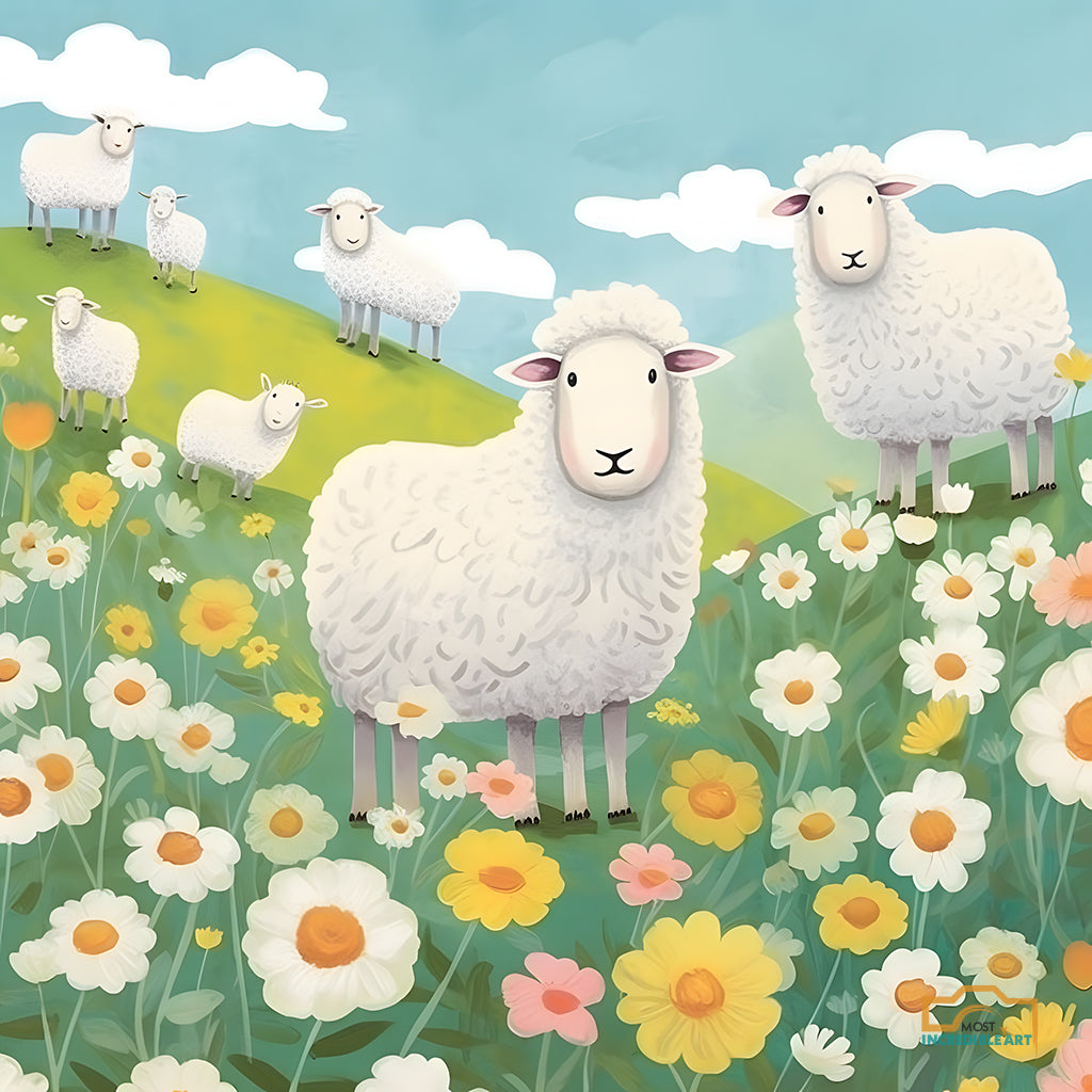 An Illustration Of Adorable Sheep Art Reminiscent Of B 3