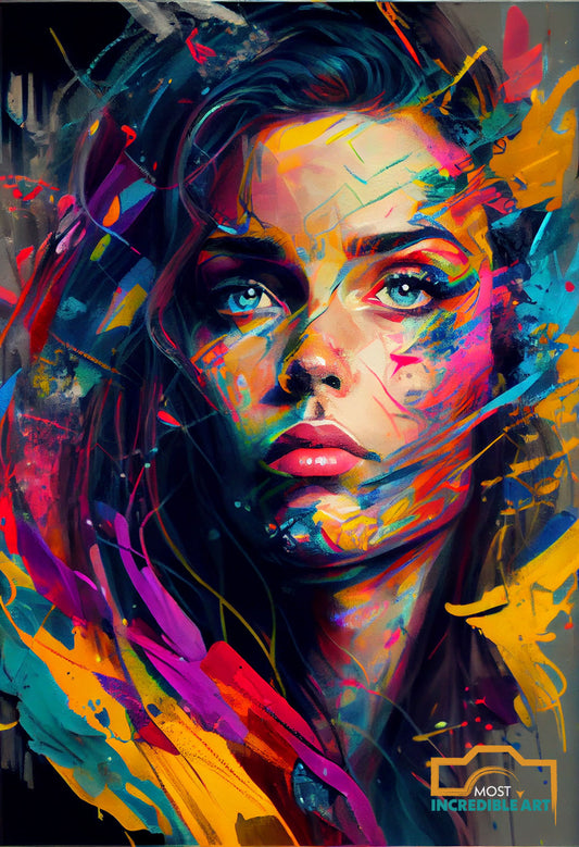 Another graffiti art painting - beautiful woman vibrant colors