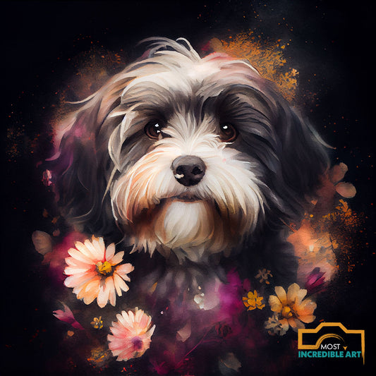 A beautiful watercolor painting of a havanese dog-2
