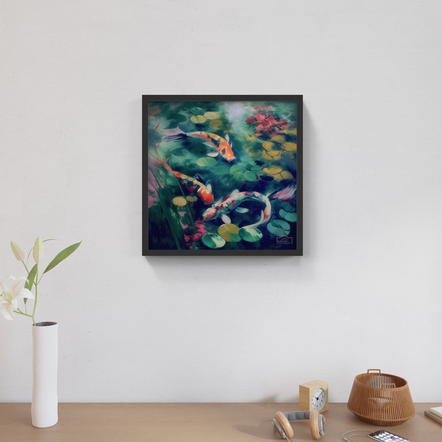 A beautiful abstract painting of a Koi pond -  Koi Art