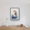 Wall art abstract watercolor painting of a colorful sea horse