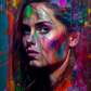 Amazing graffiti art of a beautiful woman with vibrant colors