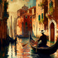 Abstract Oil painting of Venice at night