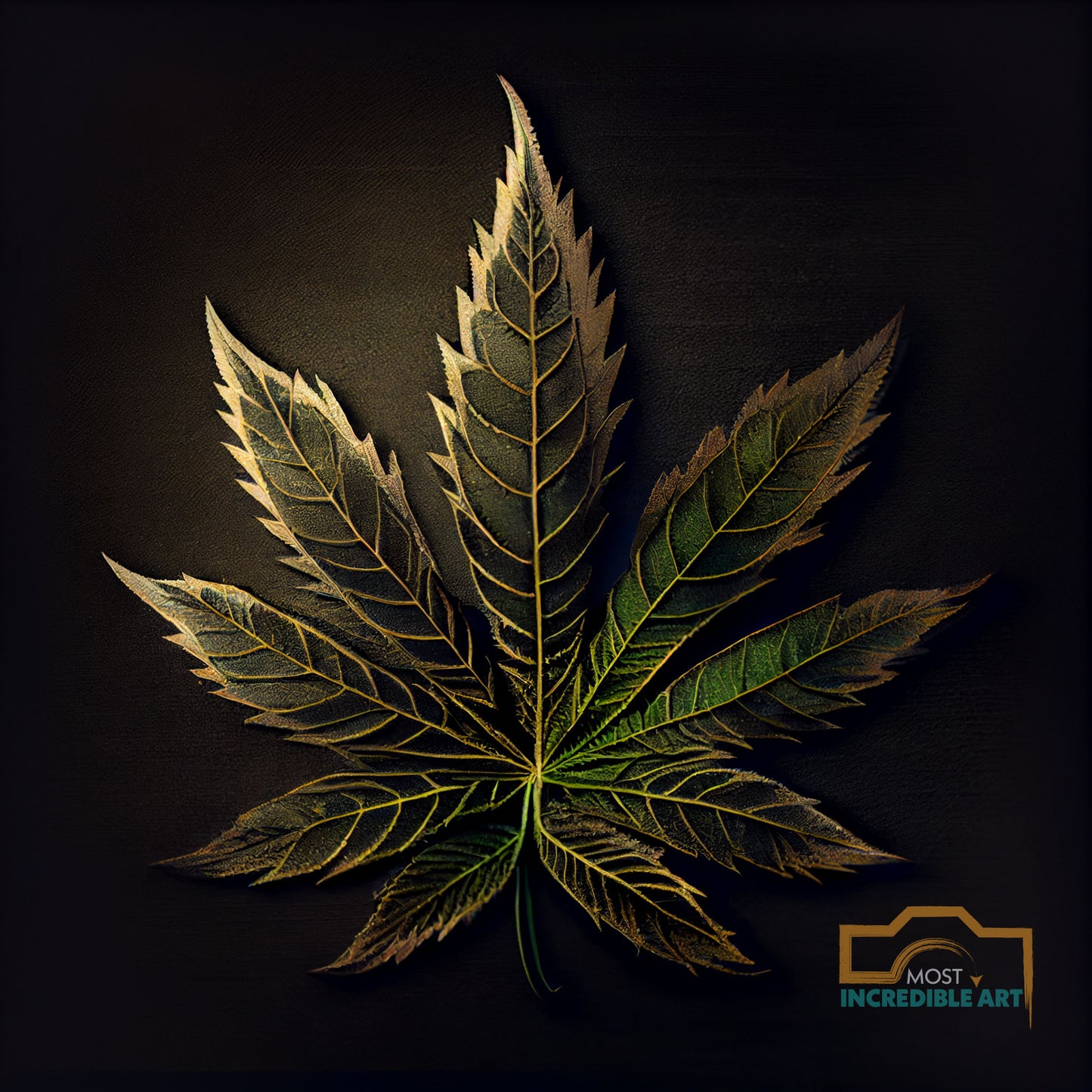Marijuana leaf highly detailed solid color background