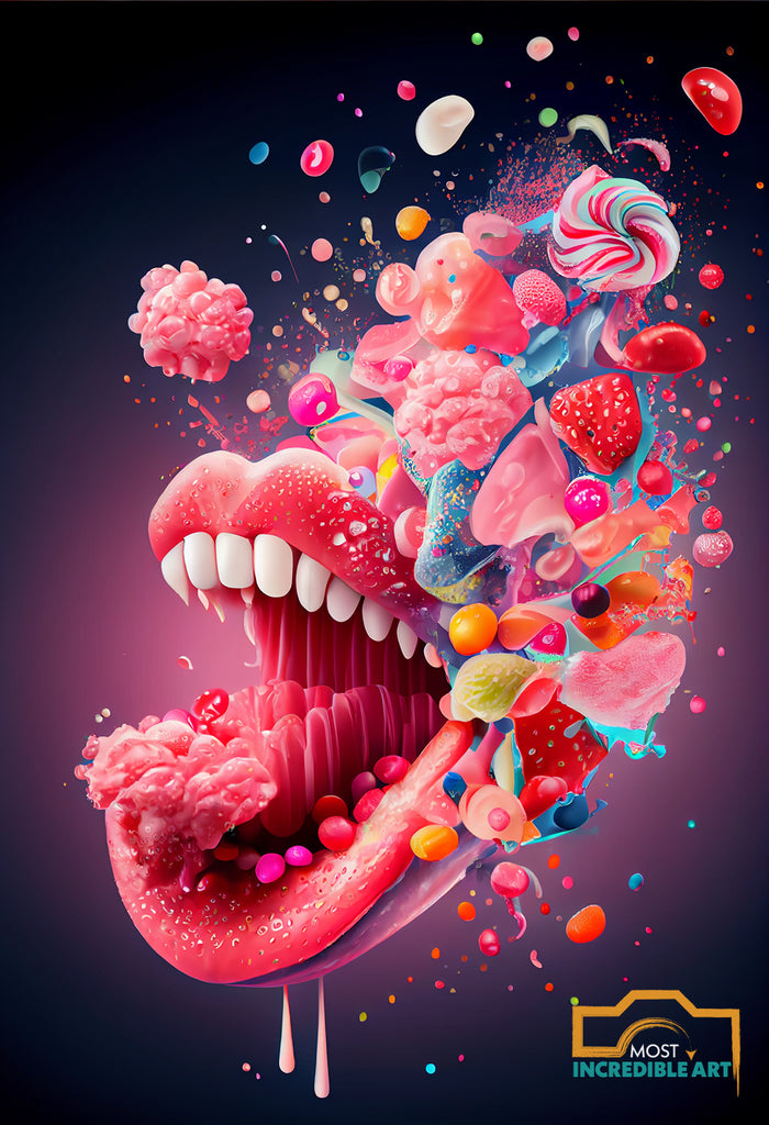 Candy Lips- Lips and tongue made of candies - Wall Art