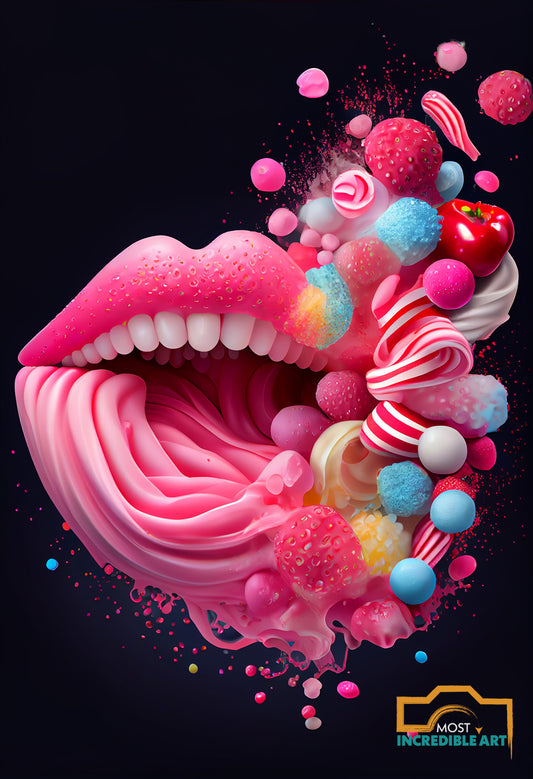 Candy Lips 2 - Lips, Mouth and tongue made of candies - Wall Art