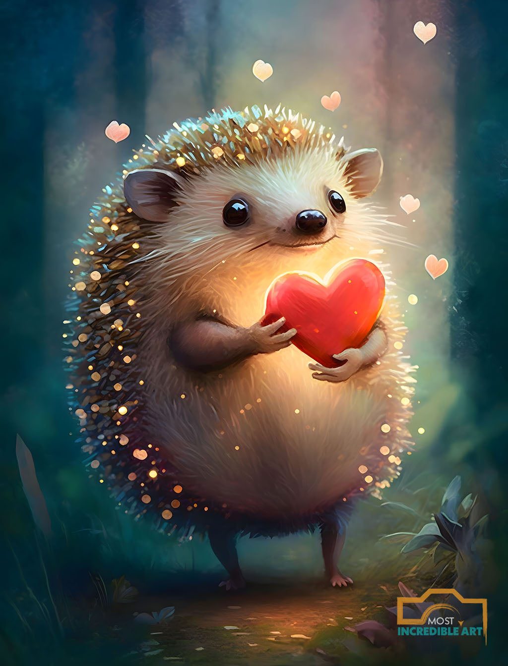 A beautiful anthropomorphic hedgehog smiling - Wall Art