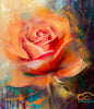 Abstract orange rose painting with strong brush strokes