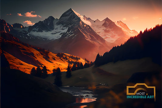 Majestic Mountain Range in the European Alps with Snow