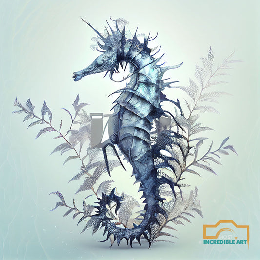 A beautiful light gray seahorse background boke