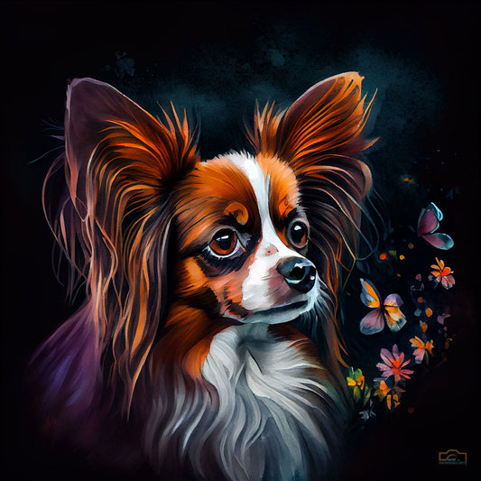 A watercolor painting of a gorgeous Papillon dog - Wall Art