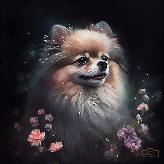 A beautiful watercolor painting of a pomeranian