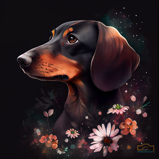 A beautiful watercolor painting of Dachshund
