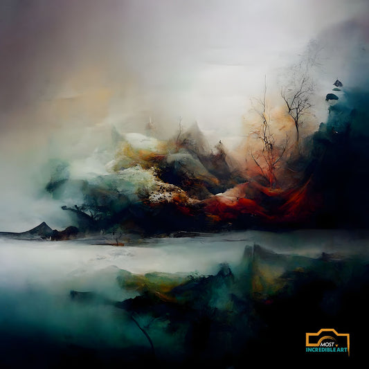 Moody scapes abstract art beautiful earthy colors fog