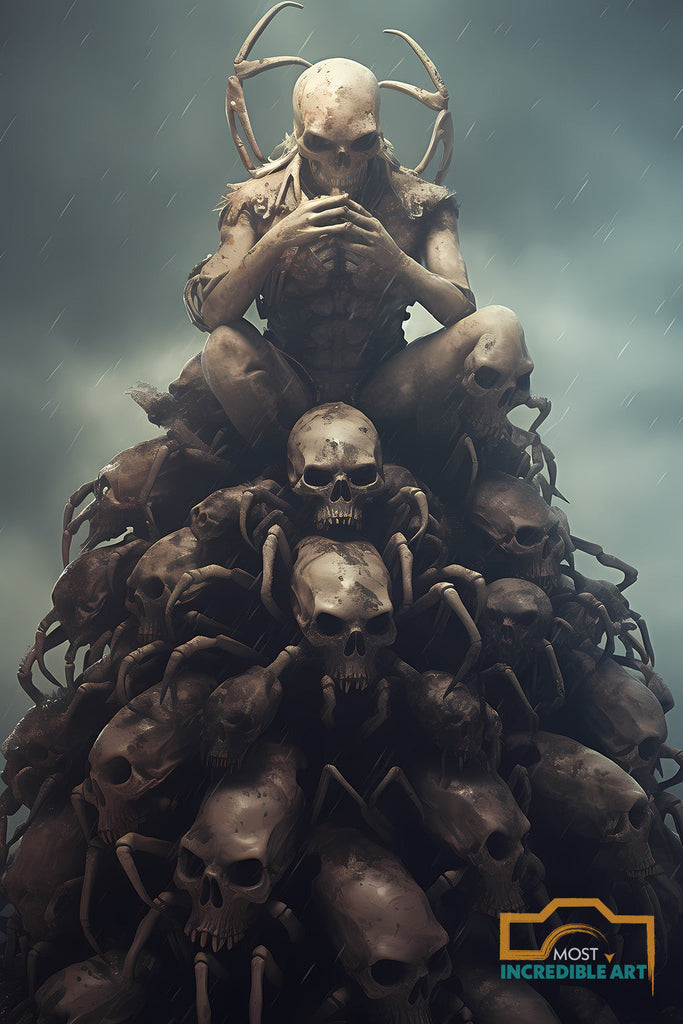 Ceefar The Scorpion Stands Atop A Pile Of Skulls In The Style O