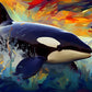 Beautiful Orca watercolor breaching water | Whale Art