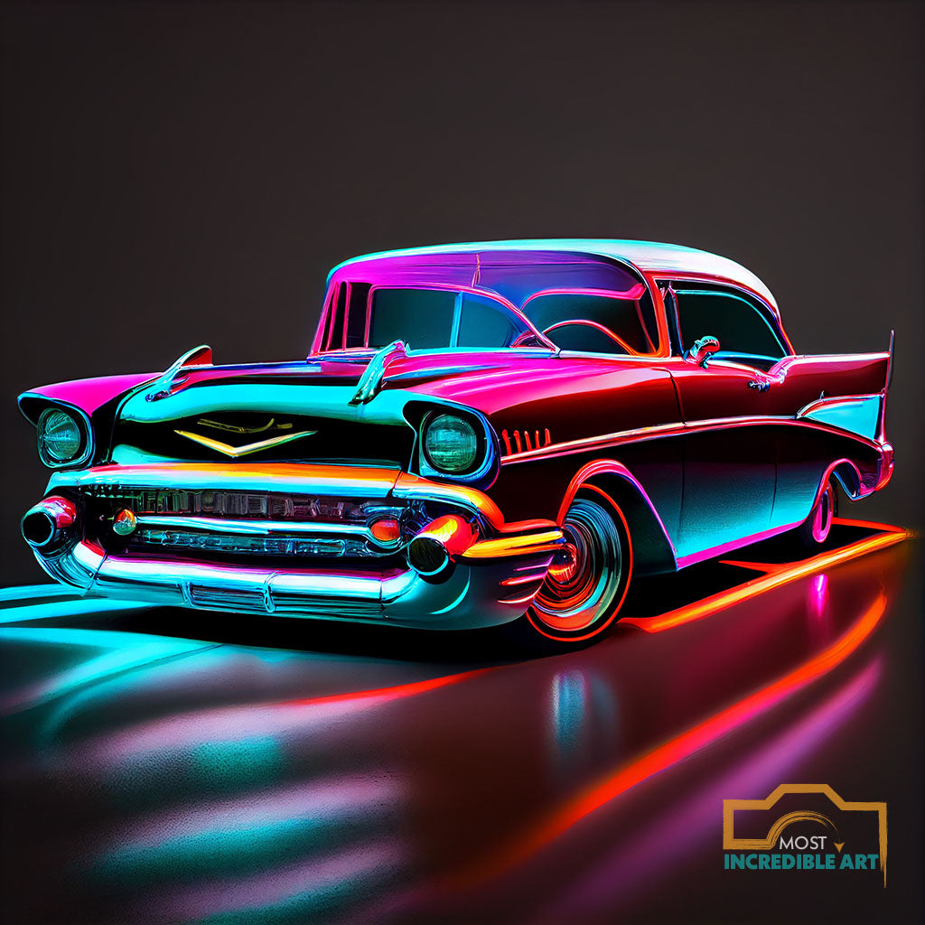 Neon Art of a Chevy 1957 Bel Air | Digital Download and Print