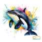 Beautiful Orca watercolor with vibrant colors | Whale Art